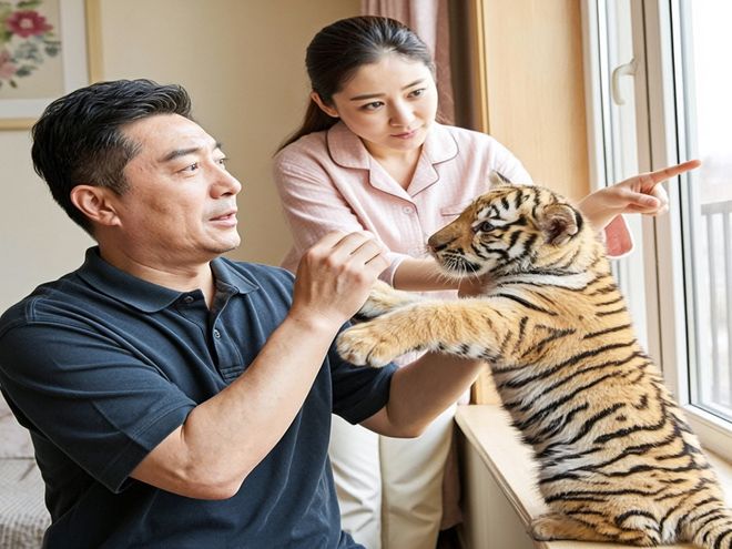 幼崽老虎被狗妈妈养大老虎成年后对狗妈妈的态度让所有人愣住(图2)